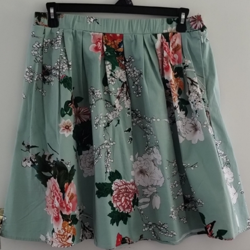 Floral Green Skirt